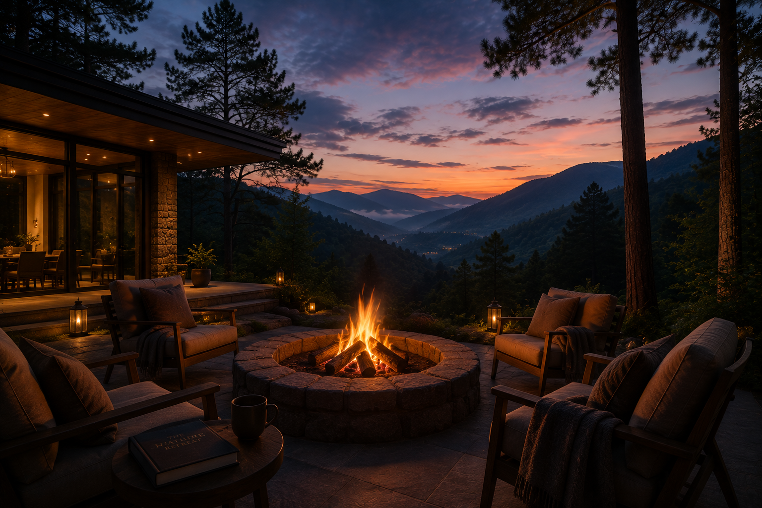 Evening retreat surrounded by nature